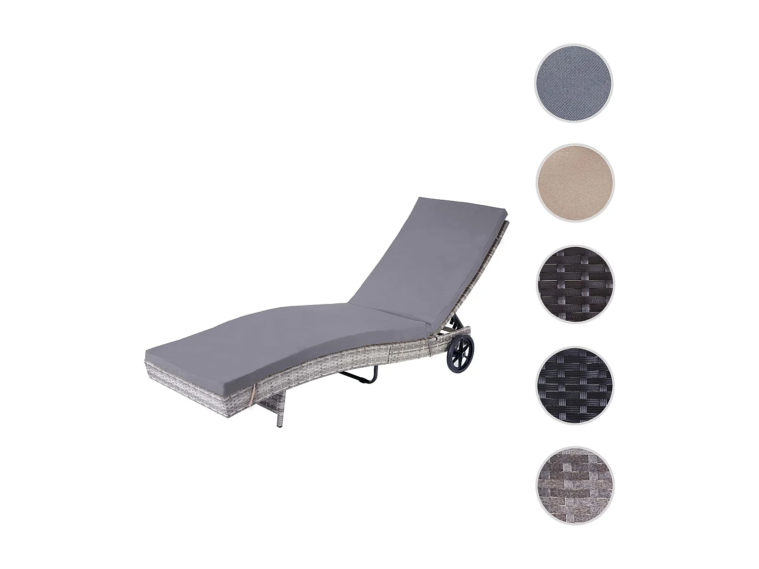 Leżak ogrodowy MCW-D80,  szary, ciemnoszare poduszki