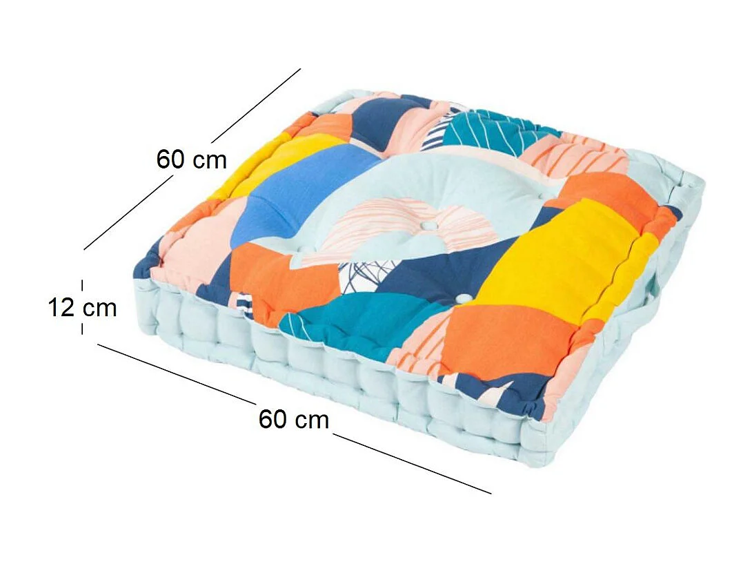 Coussin de sol en coton 60 x 60 x 12 cm Imprimé Papercut