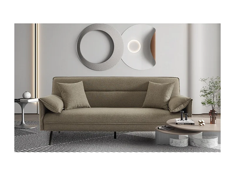 Canapé 3 places convertible SILAS – Beige clair – Design scandinave élégant