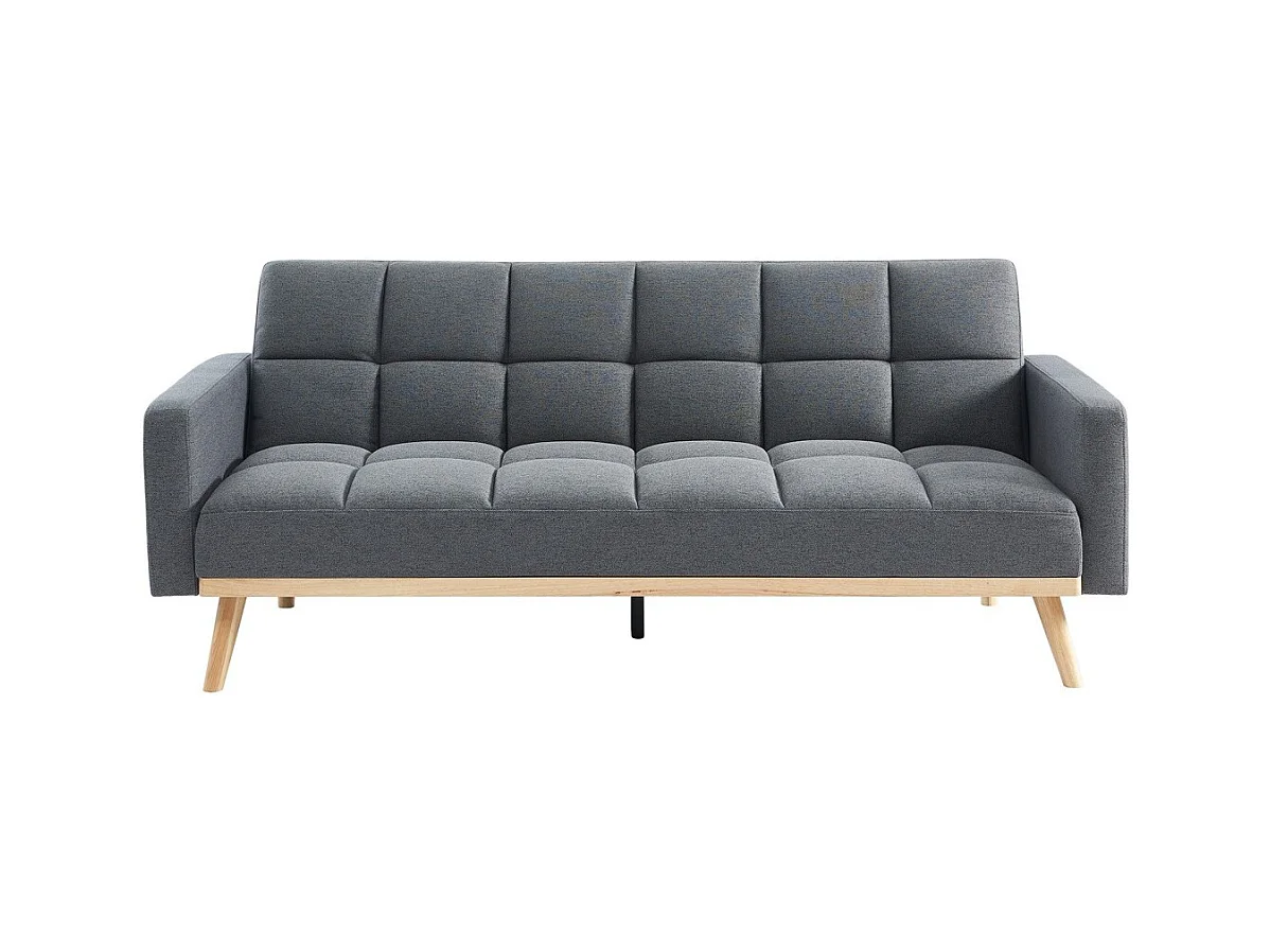 Canapé 3 places convertible ADONA – Gris clair – Style scandinave