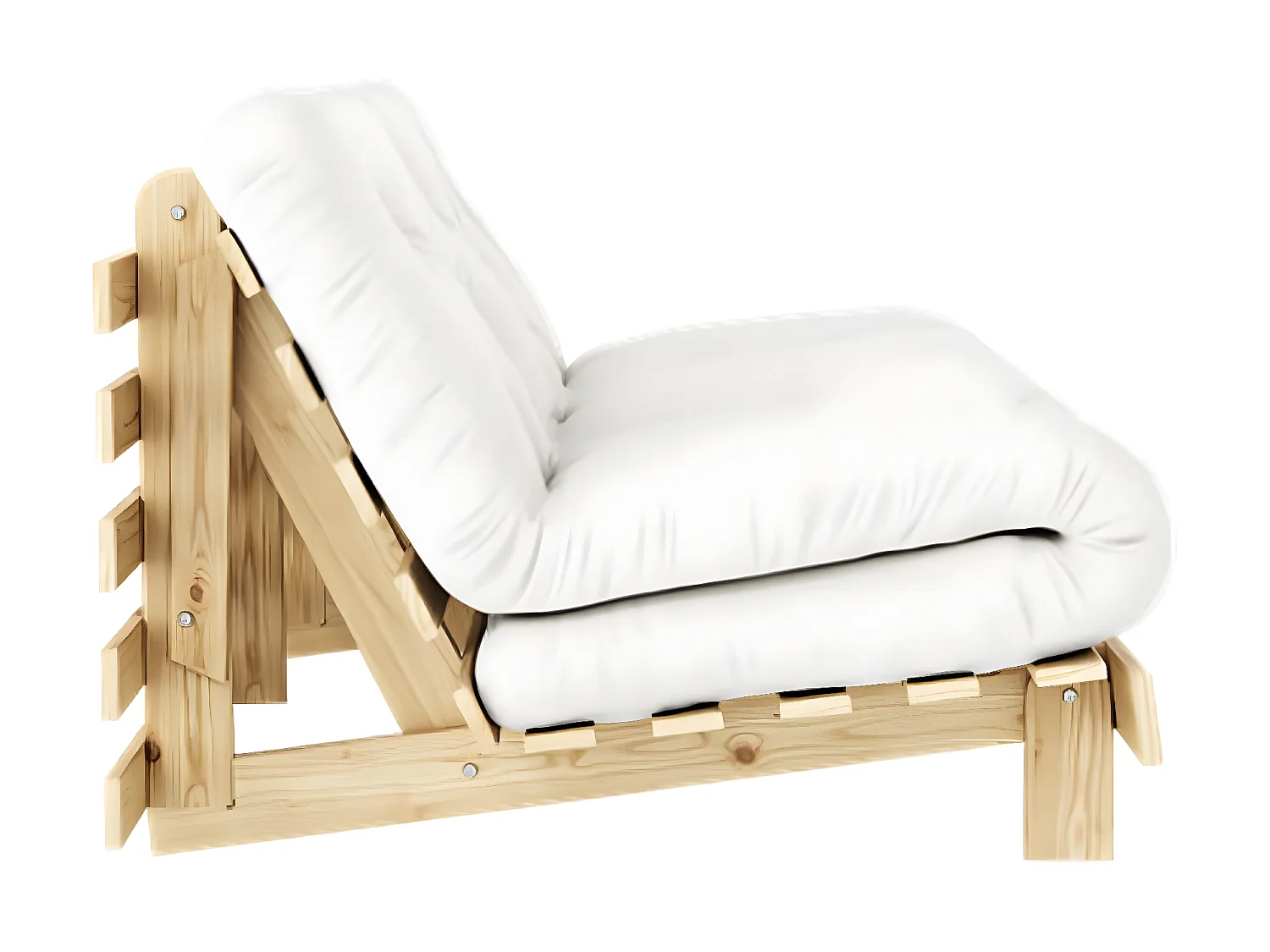 Canapé convertible ROOTS en pin massif naturel avec matelas futon naturel 160x200