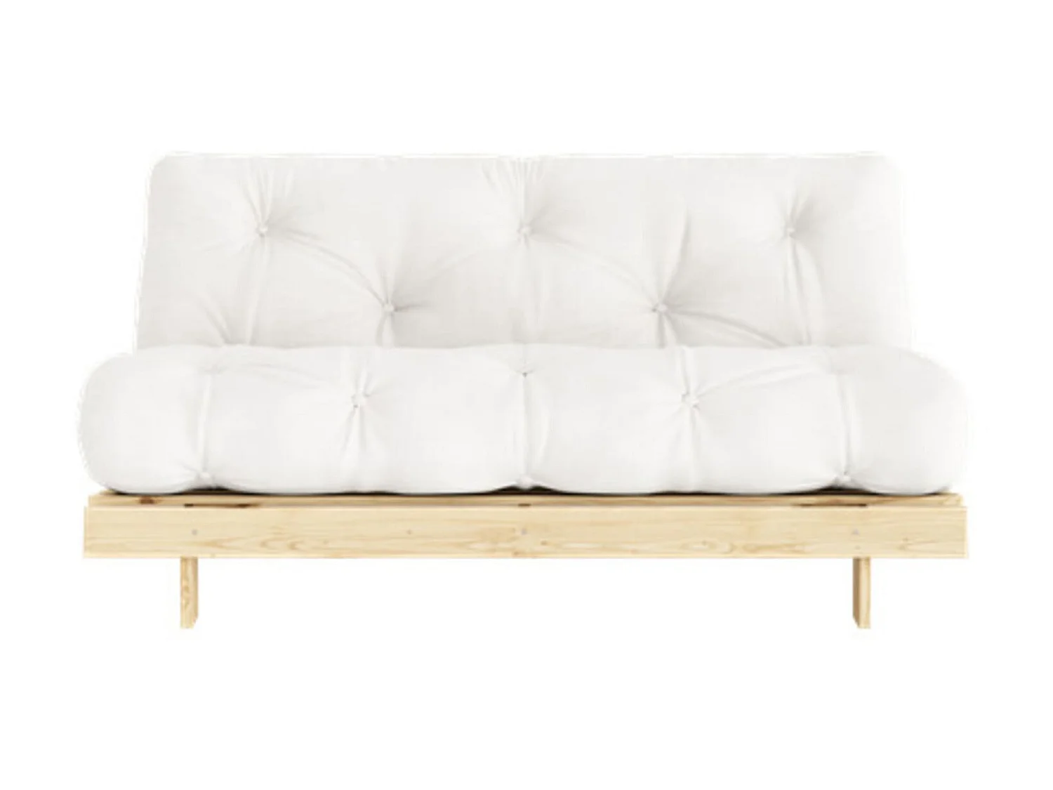 Canapé convertible ROOTS en pin massif naturel avec matelas futon naturel 160x200