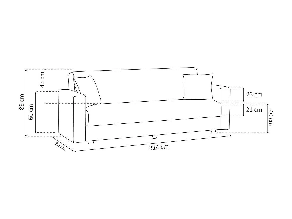 Canapé 3 places convertible gris clair ZEN, couchage 180x100 cm