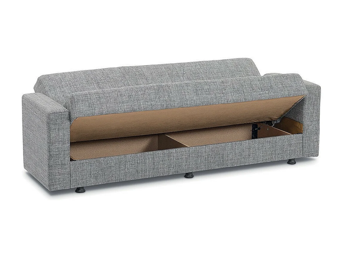 Canapé 3 places convertible gris clair ZEN, couchage 180x100 cm