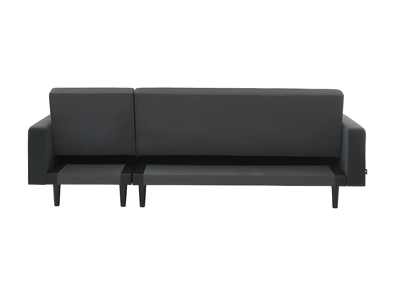 Canapé d'angle LUXURY convertible tissu gris et PU noir 4 places