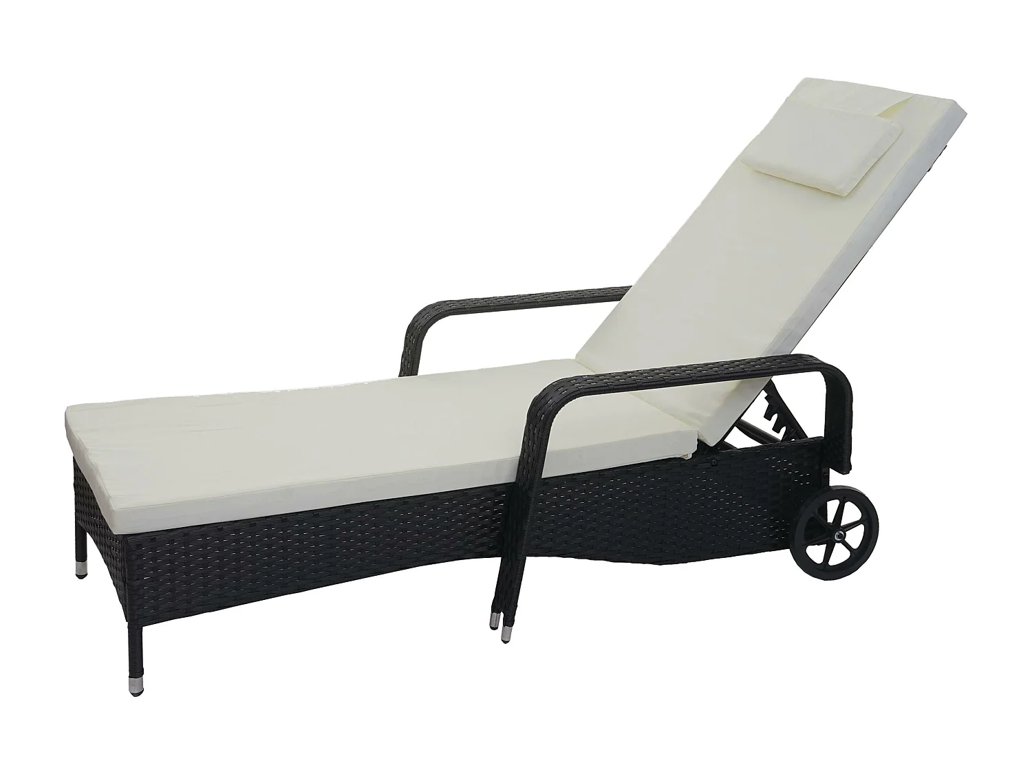 Ligstoel Cesena van polyrattan,  antraciet, beige kussens