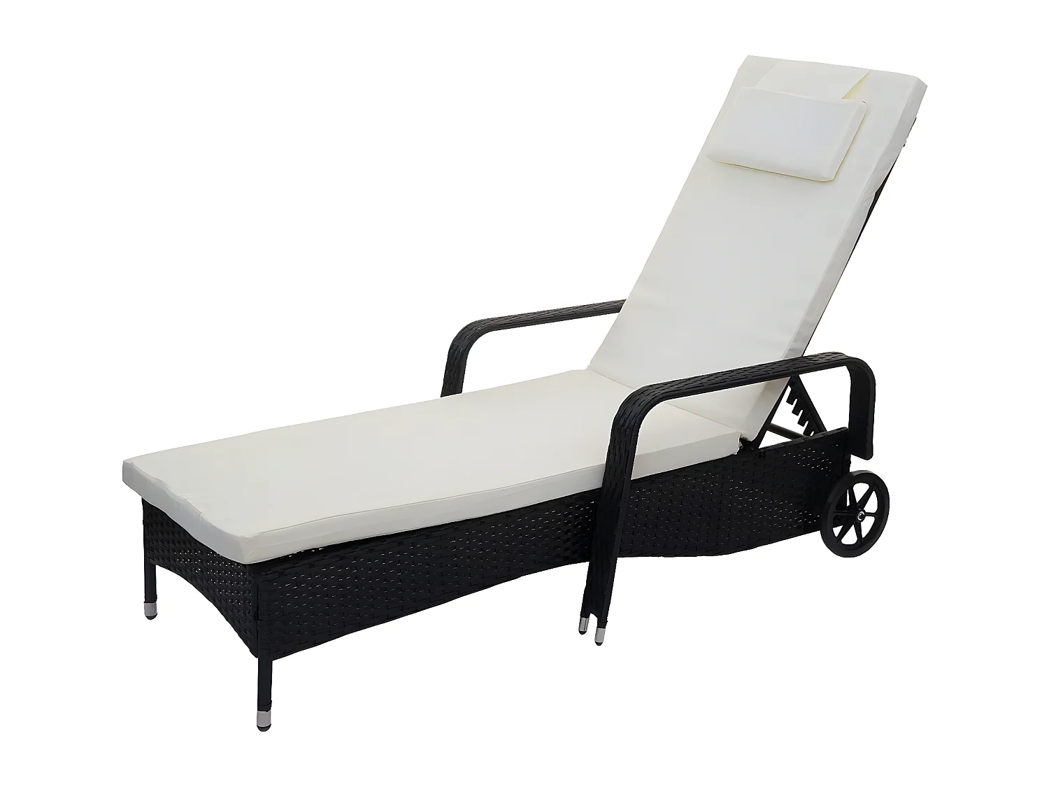 Ligstoel Cesena van polyrattan,  antraciet, beige kussens