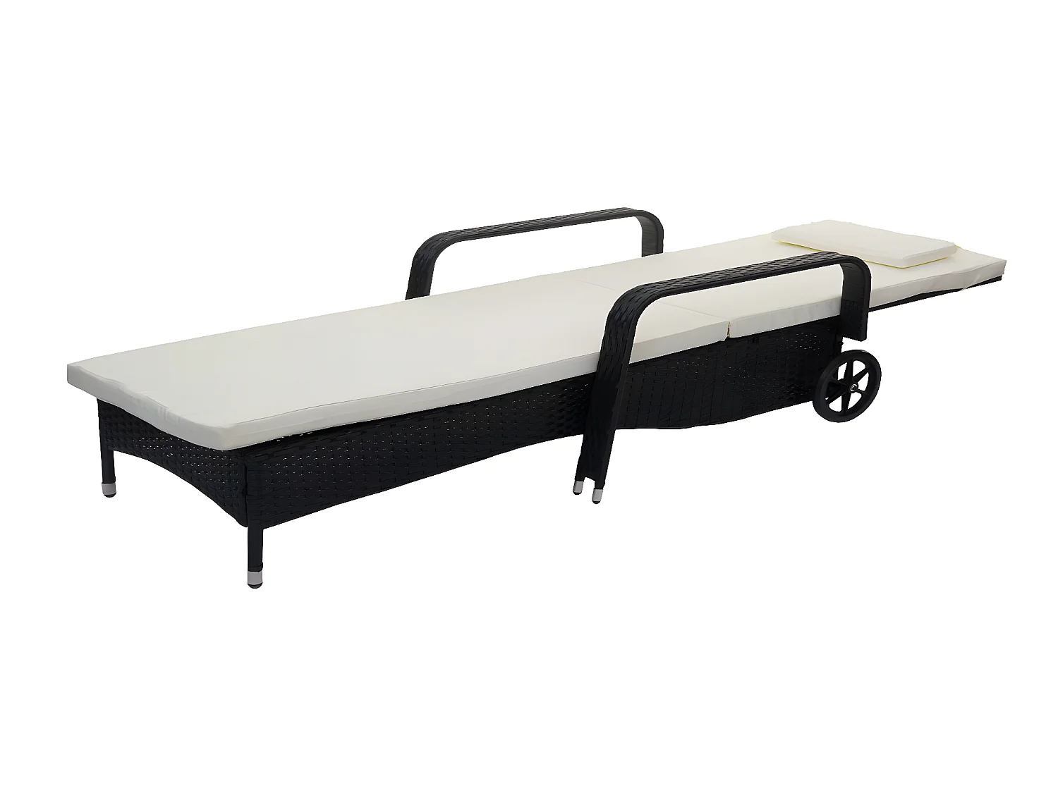 Ligstoel Cesena van polyrattan,  antraciet, beige kussens