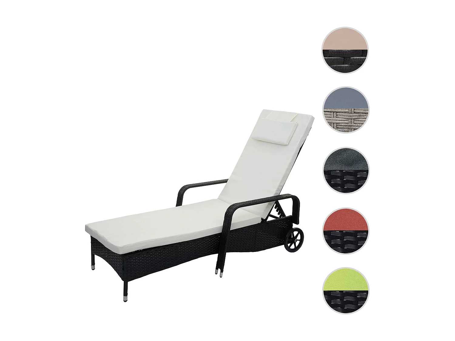 Ligstoel Cesena van polyrattan,  antraciet, beige kussens