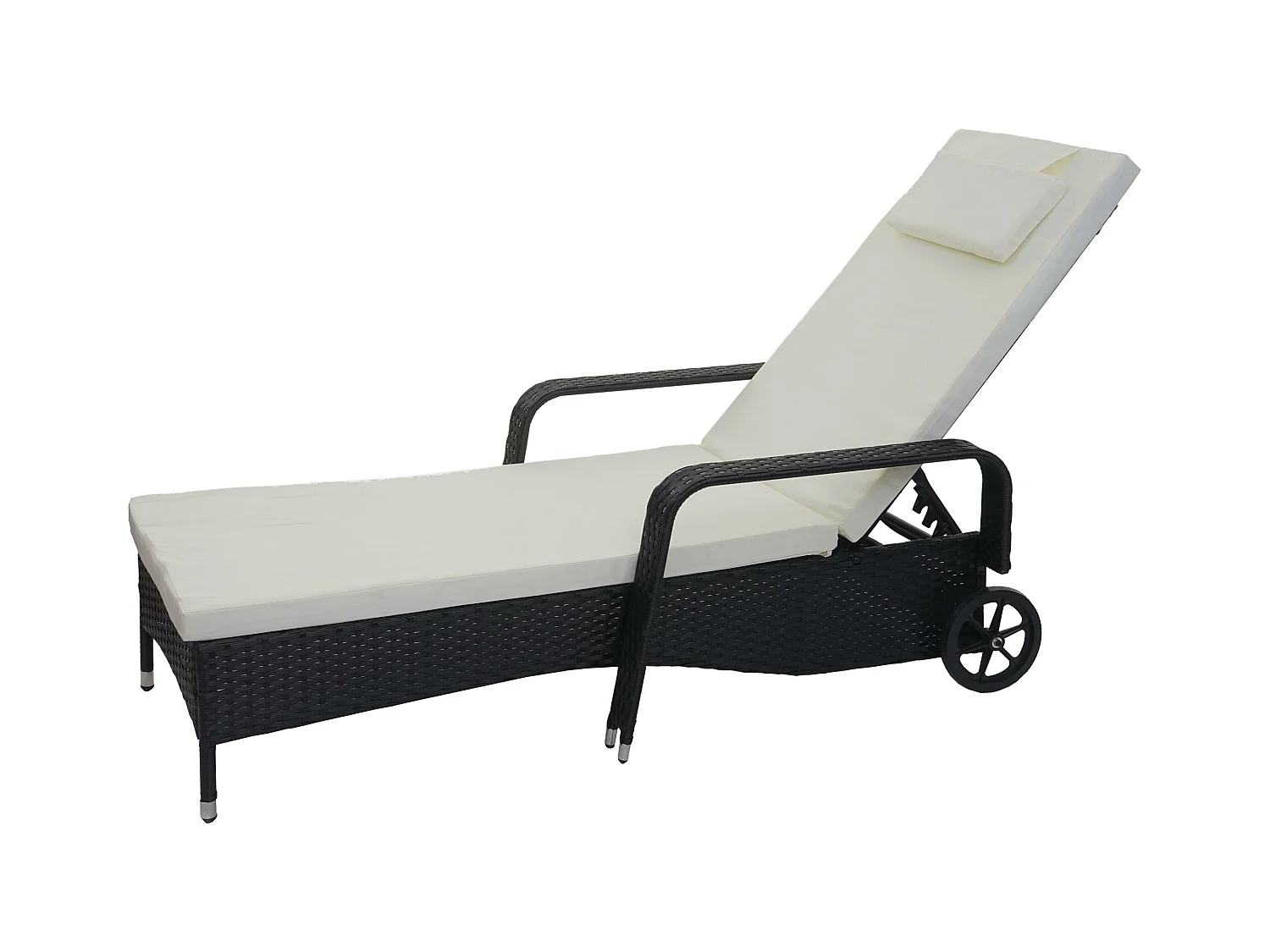 Polirattanowy leżak Cesena,  antracyt, beżowe poduszki