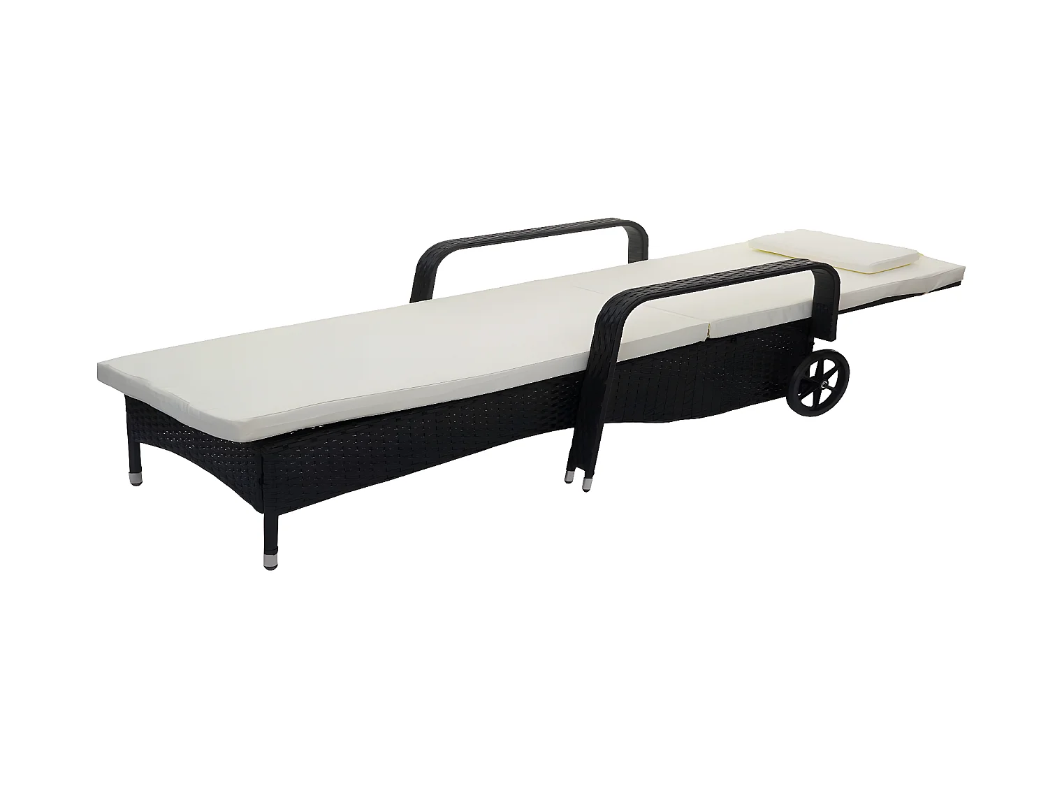 Polirattanowy leżak Cesena,  antracyt, beżowe poduszki