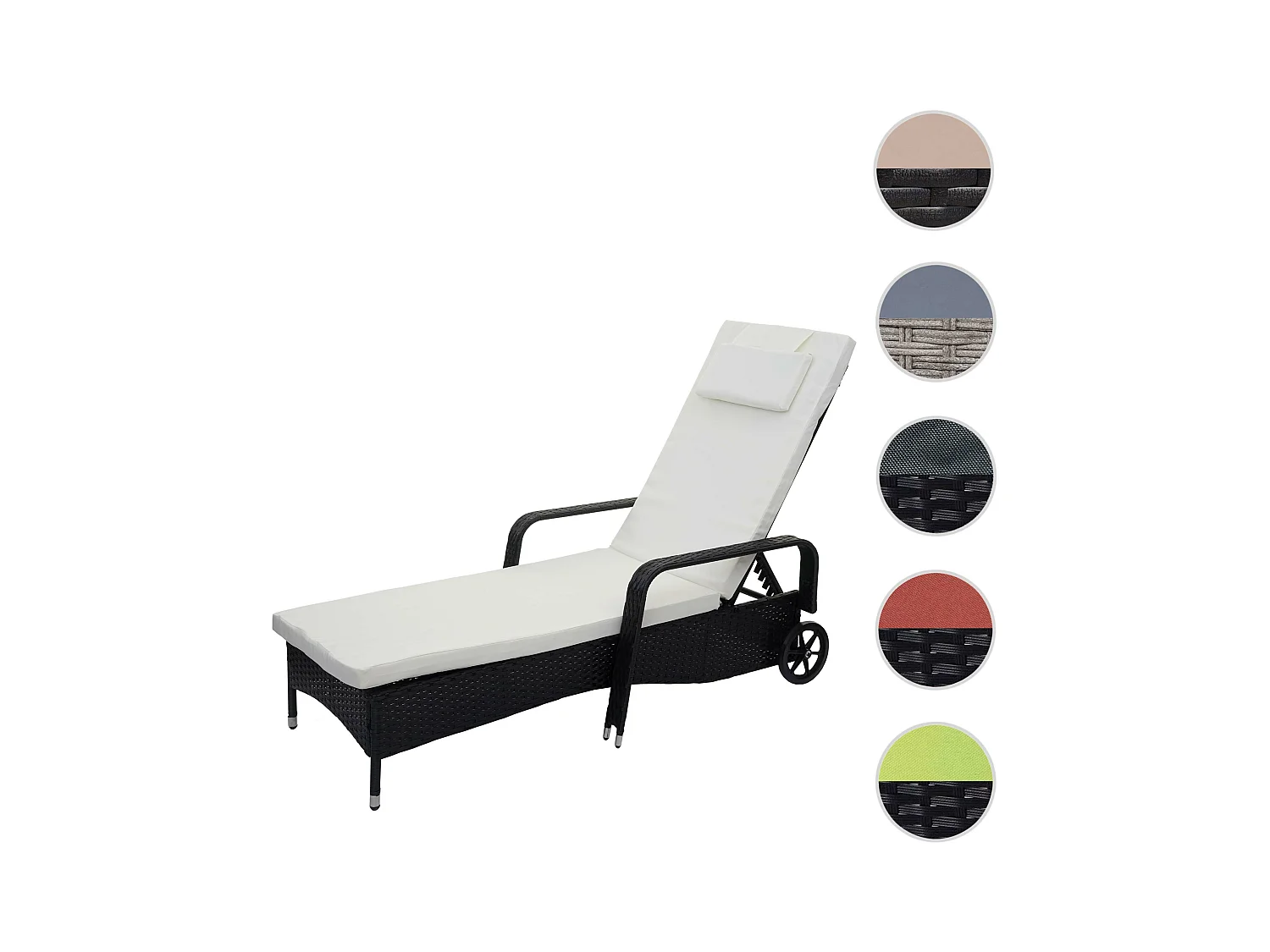 Polirattanowy leżak Cesena,  antracyt, beżowe poduszki
