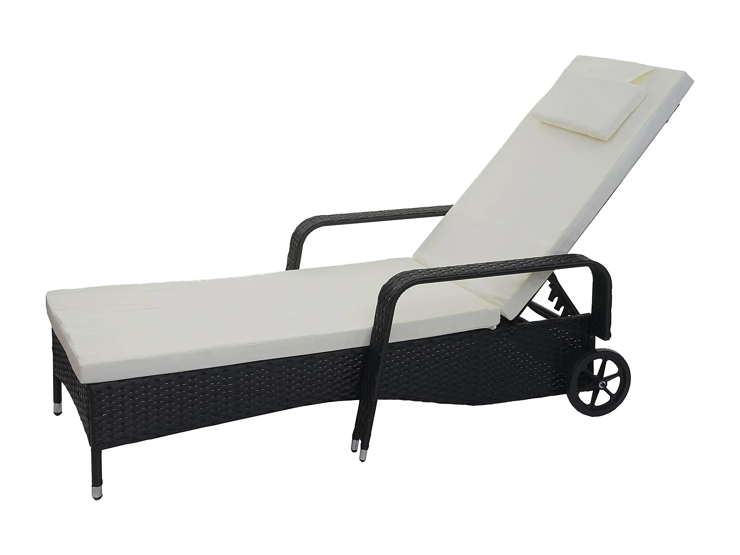 Leżak z polirattanowy Cesena,  antracyt, poduszka beżowa