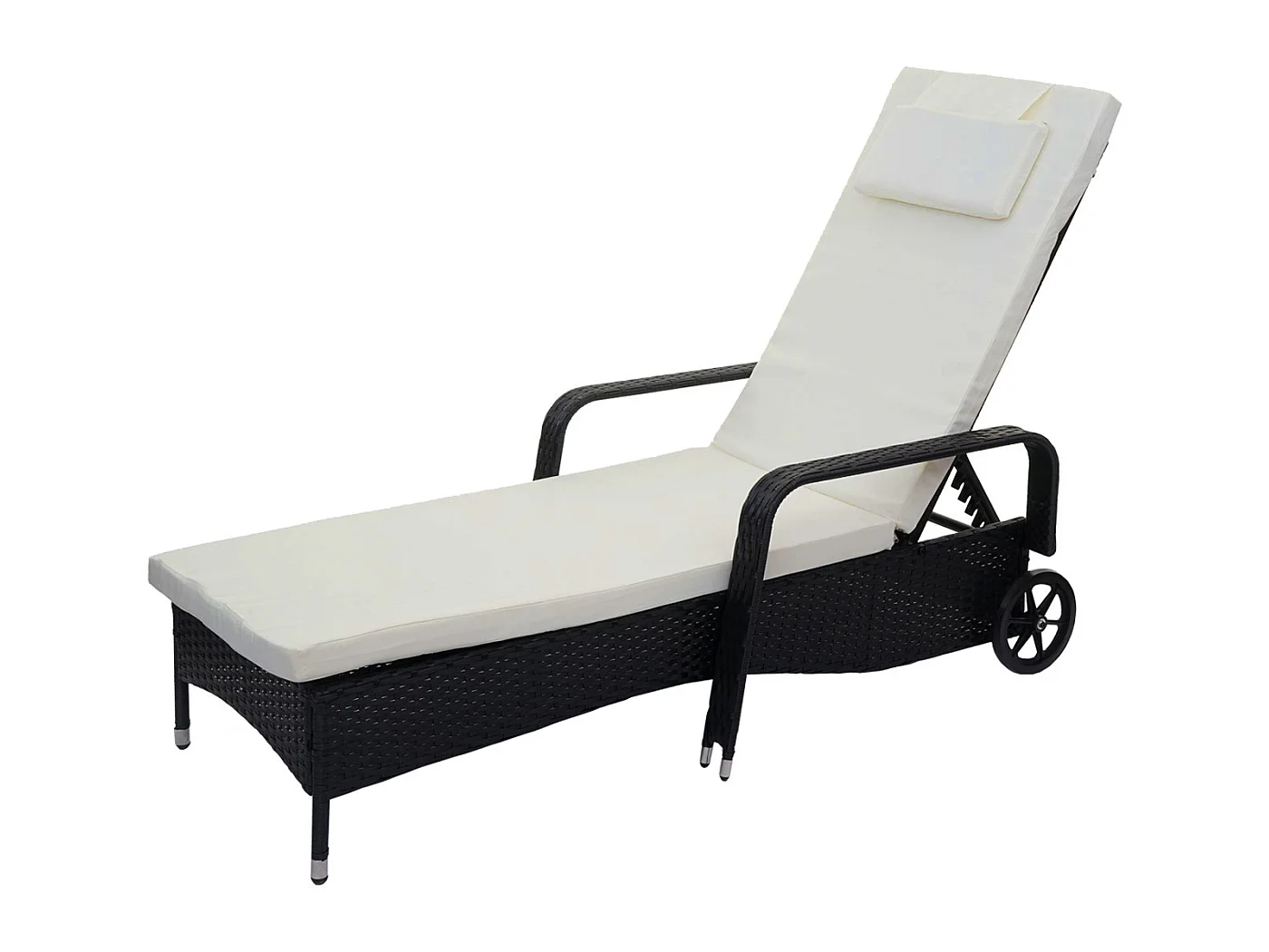 Leżak z polirattanowy Cesena,  antracyt, poduszka beżowa