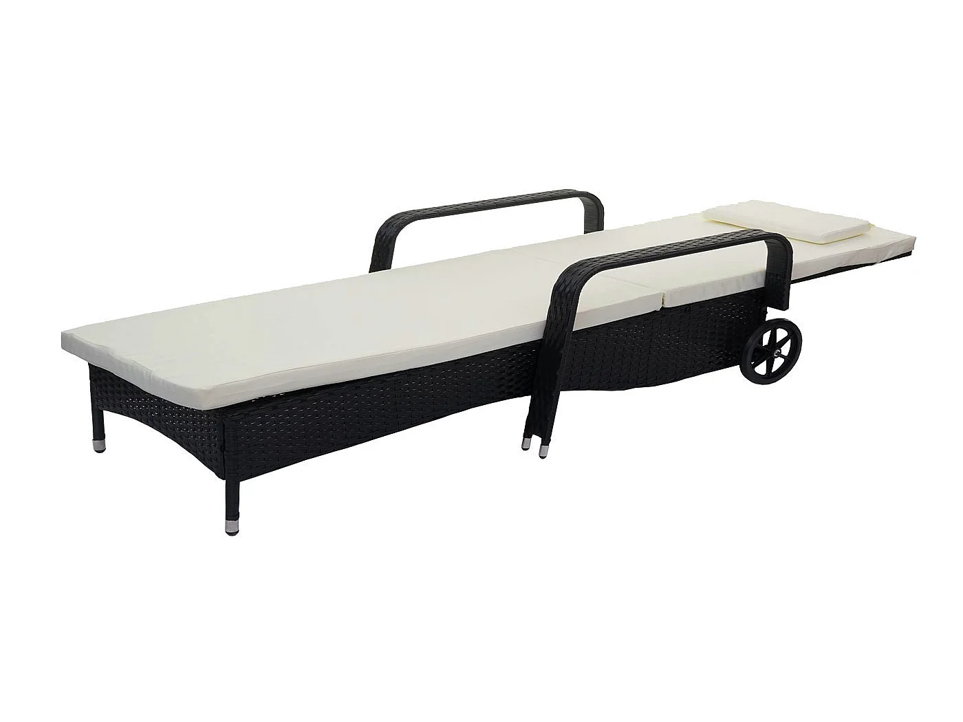 Leżak z polirattanowy Cesena,  antracyt, poduszka beżowa