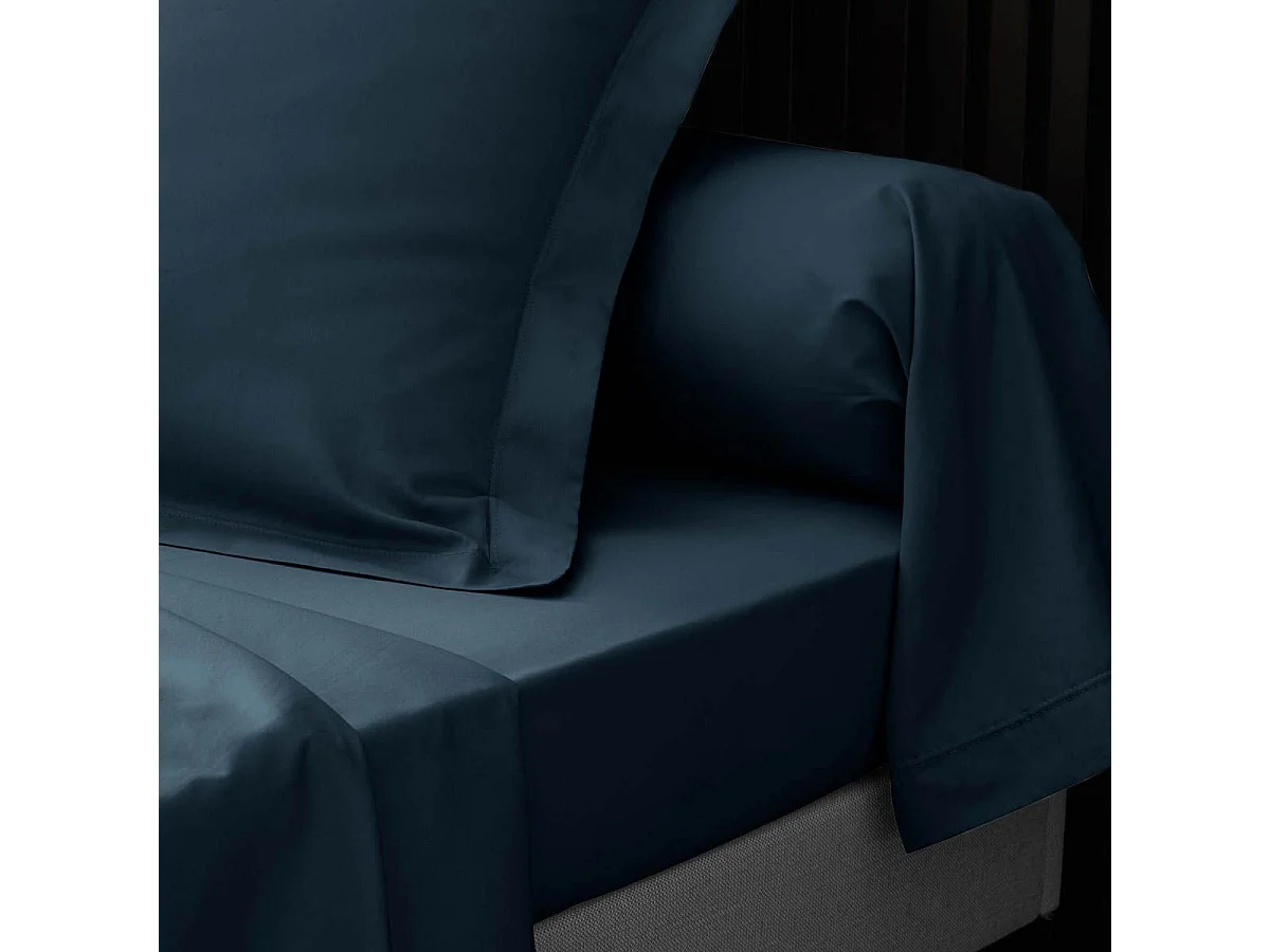 Drap Plat "Percaline" 180x290cm Bleu Nuit