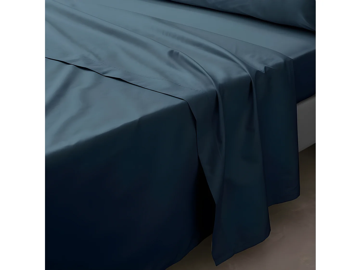 Drap Plat "Percaline" 240x300cm Bleu Nuit