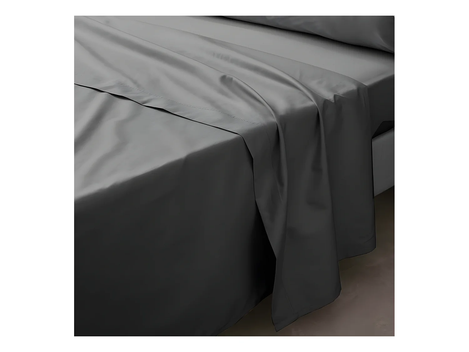 Drap Plat "Percaline" 180x290cm Gris Acier