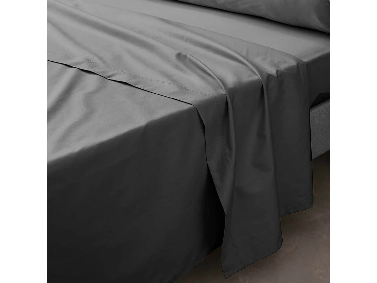Drap Plat "Percaline" 240x300cm Gris Acier