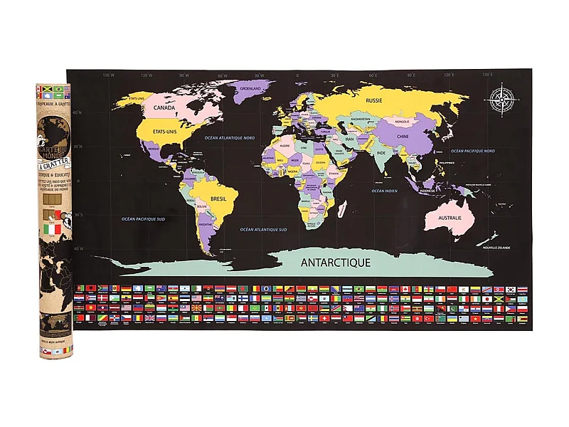 Poster à gratter  Carte du monde