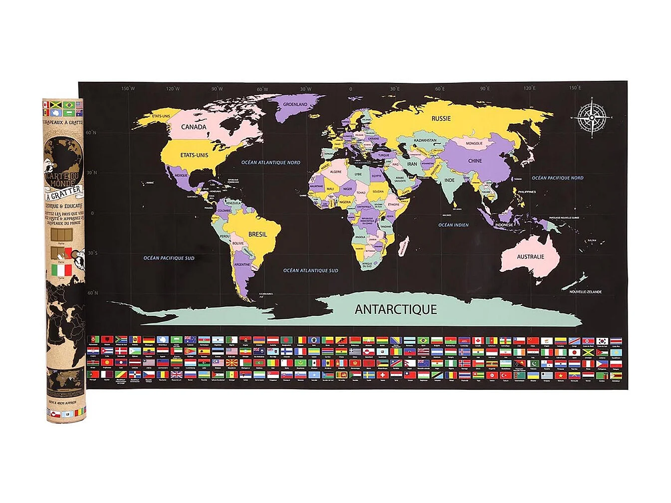 Poster à gratter  Carte du monde