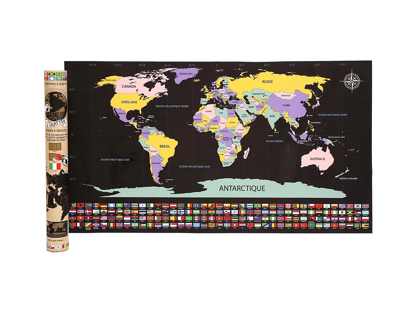 Poster à gratter  Carte du monde