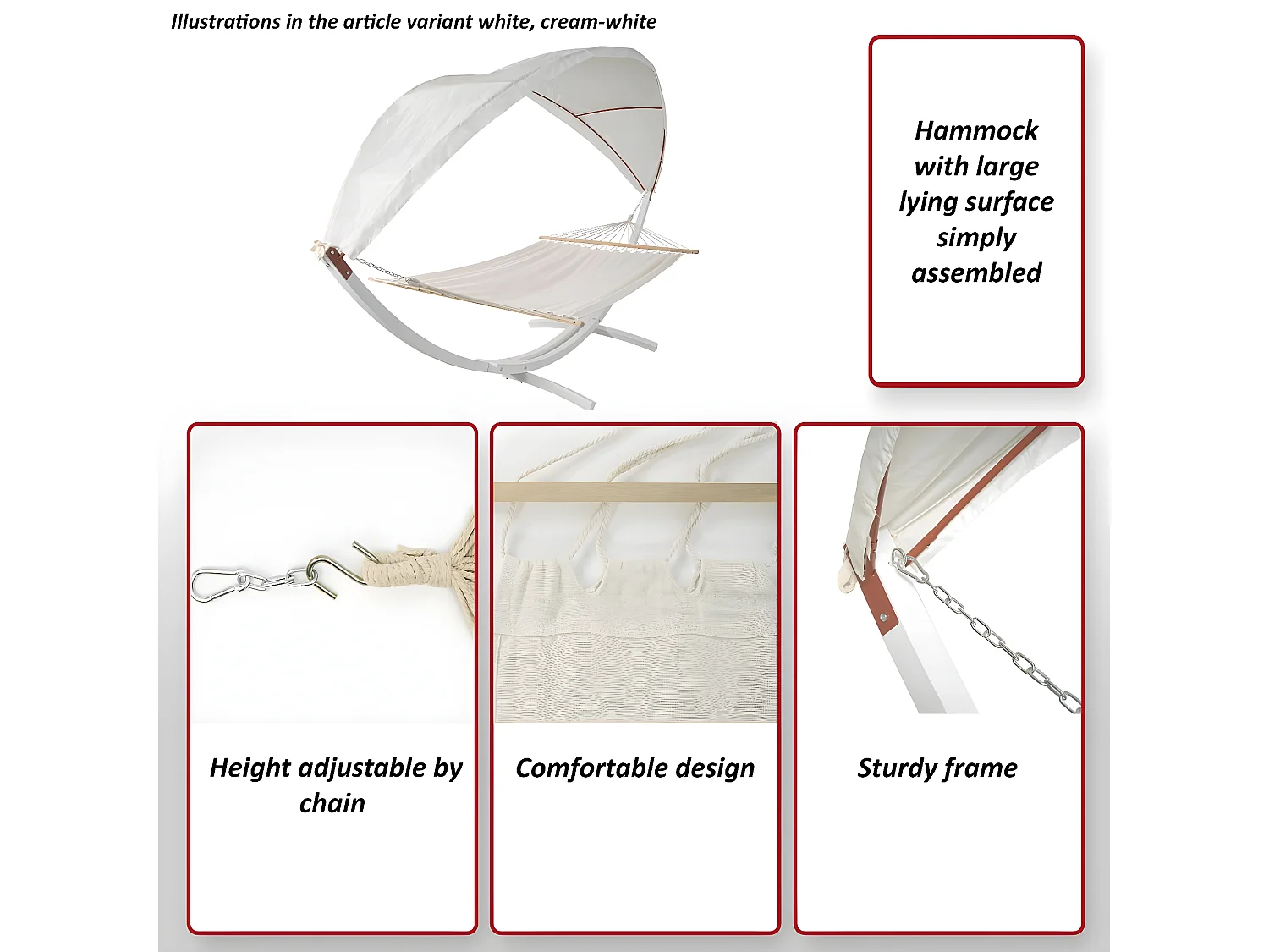 Hamac MCW-J47,  blanc, crème-blanc