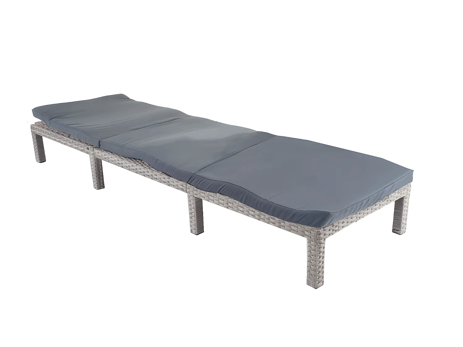 Leżak z rattanu syntetycznego MCW-A51 Basic,  Basic szary, poduszka ciemnoszara