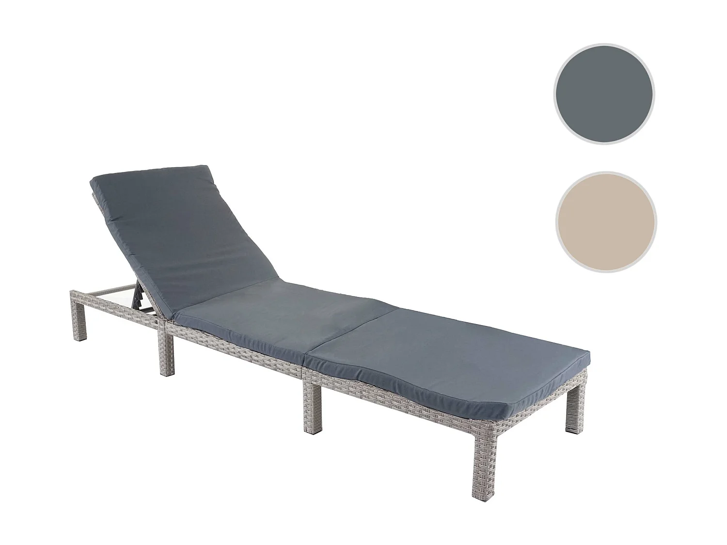 Leżak z rattanu syntetycznego MCW-A51 Basic,  Basic szary, poduszka ciemnoszara