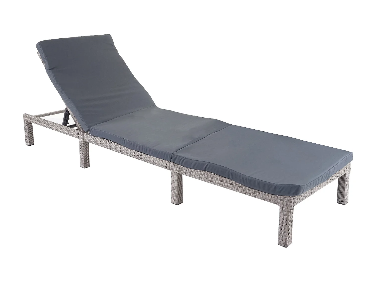 Leżak z polirattanowym siedziskiem MCW-A51 Basic,  Basic szary, poduszka ciemnoszara