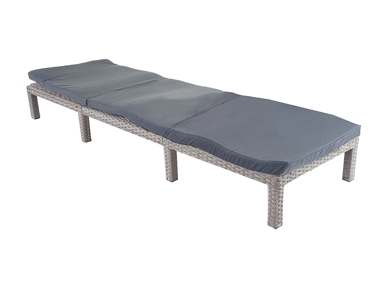 Leżak z polirattanowym siedziskiem MCW-A51 Basic,  Basic szary, poduszka ciemnoszara