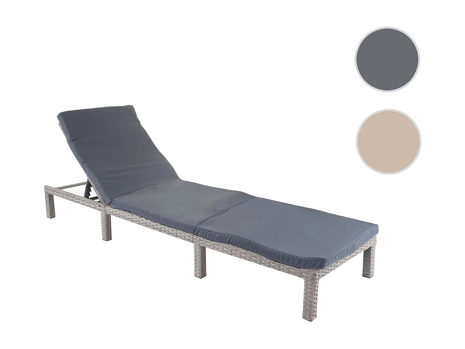 Leżak z polirattanowym siedziskiem MCW-A51 Basic,  Basic szary, poduszka ciemnoszara