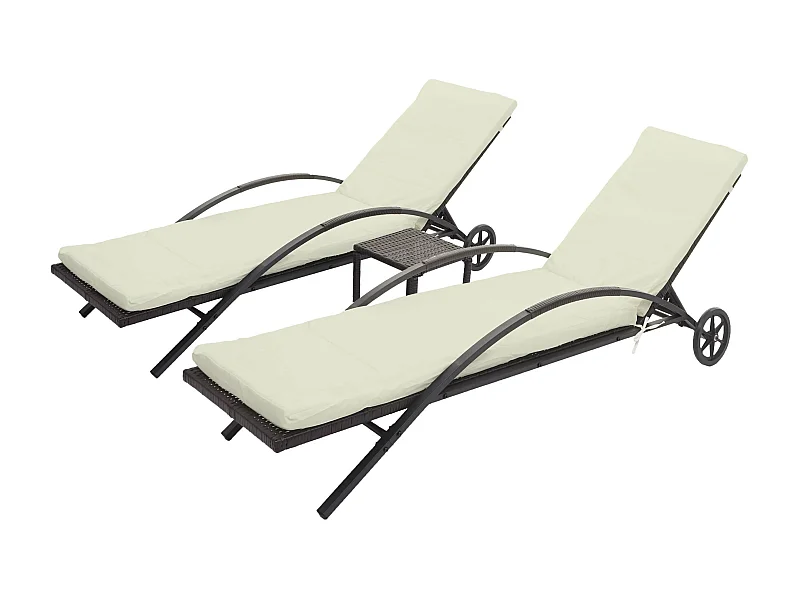 Bain de soleil MCW-E27 (lot de 2),  brun, coussins crème-beige