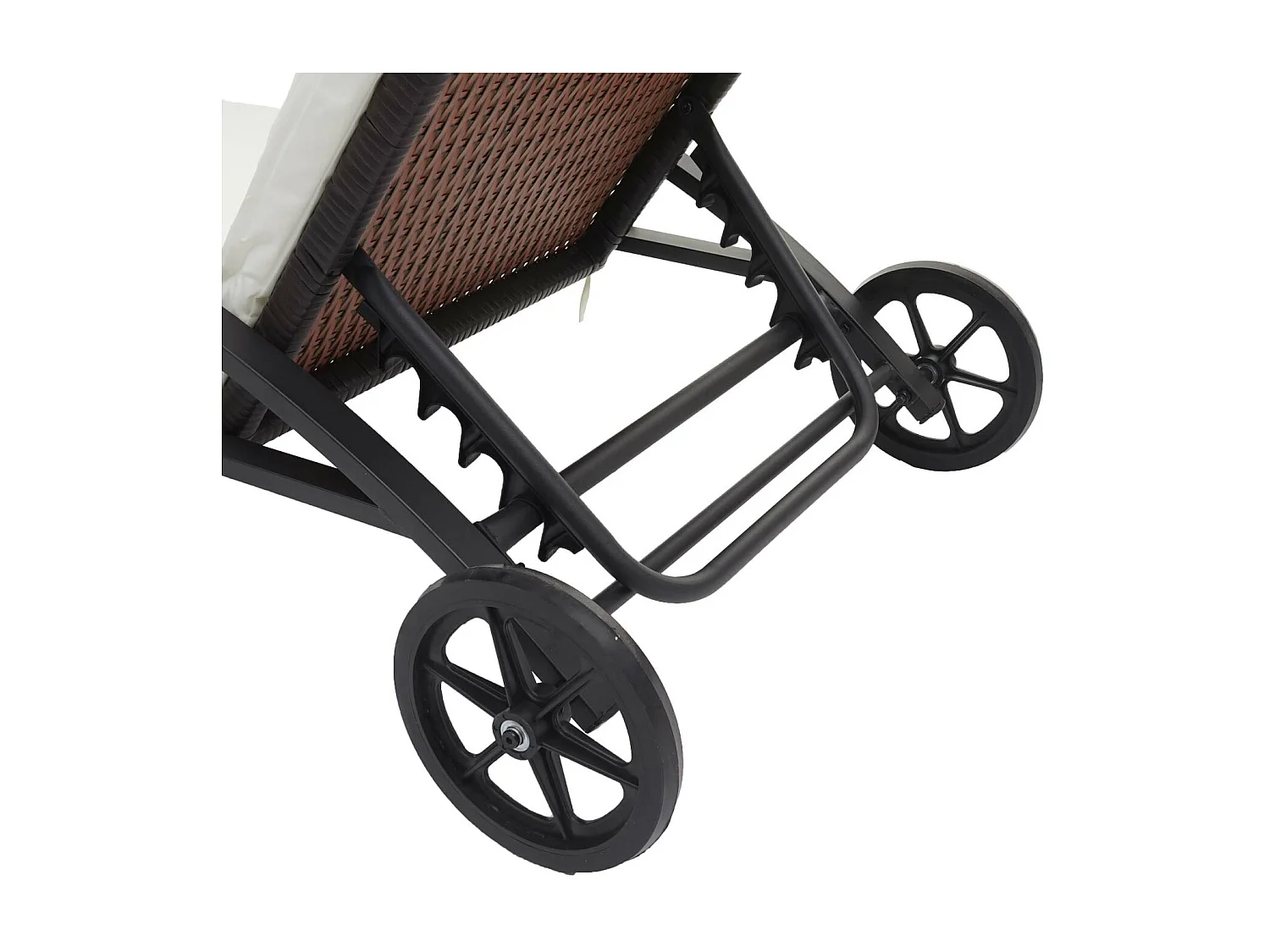 Leżak MCW-E27 (zestaw 2 sztuk),  brązowy, poduszki kremowo-beżowe