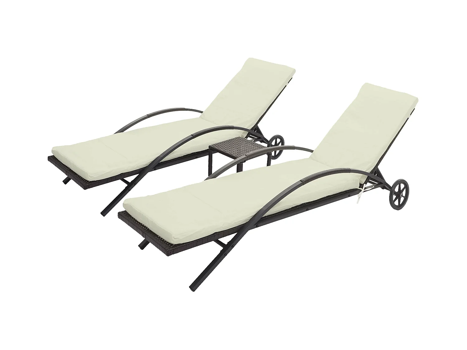 Ligstoel MCW-E27 (set van 2),  bruin, kussens crème-beige