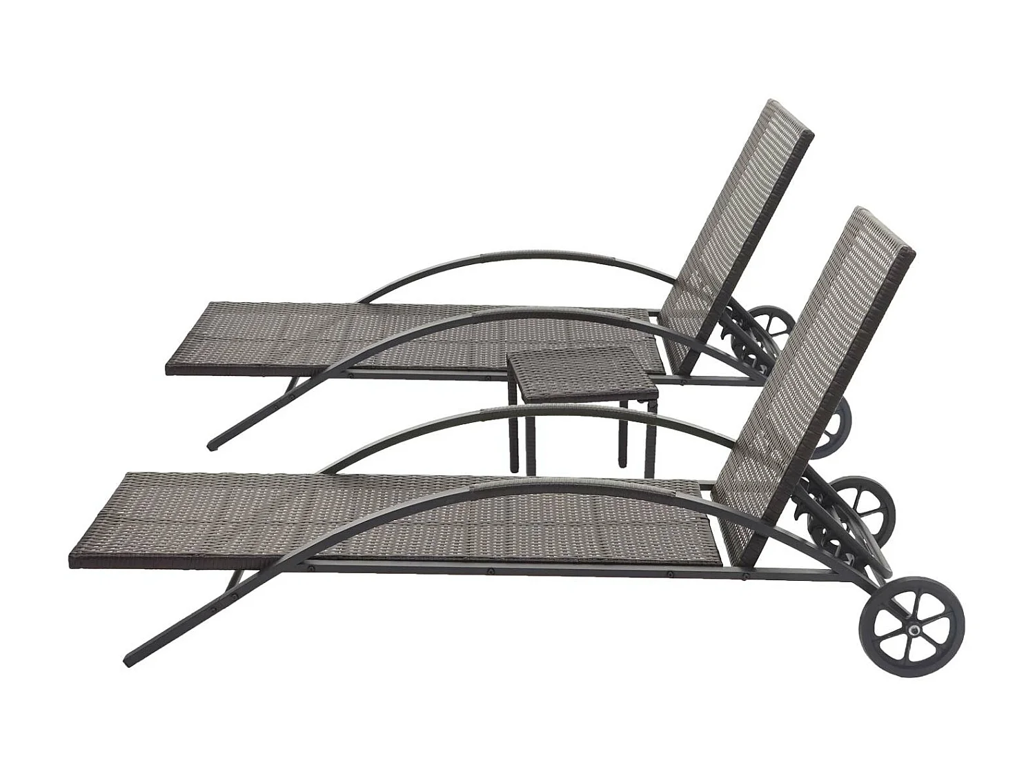 Ligstoel MCW-E27 (set van 2),  bruin, kussens crème-beige