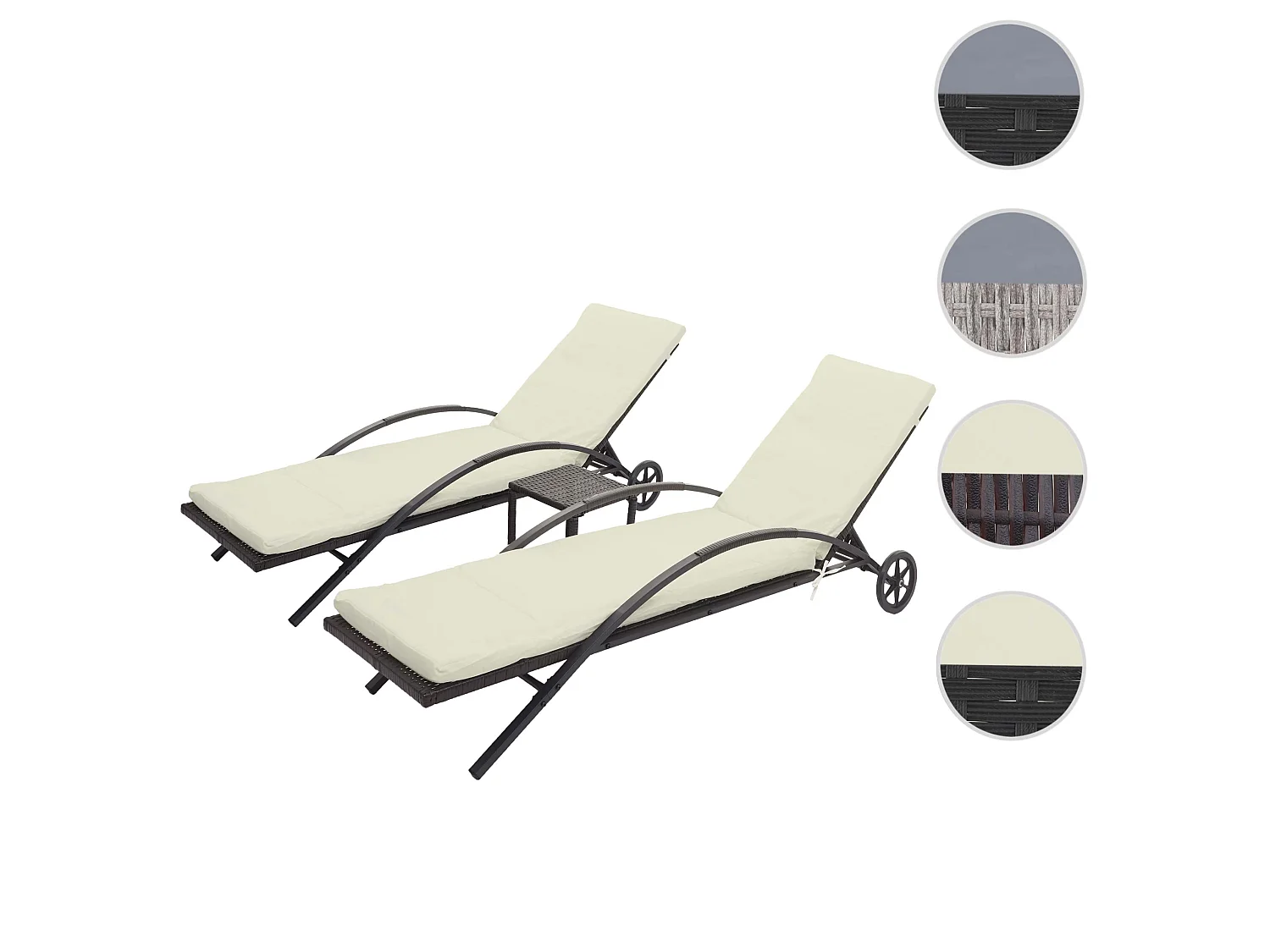 Bain de soleil MCW-E27 (lot de 2),  brun, coussins crème-beige