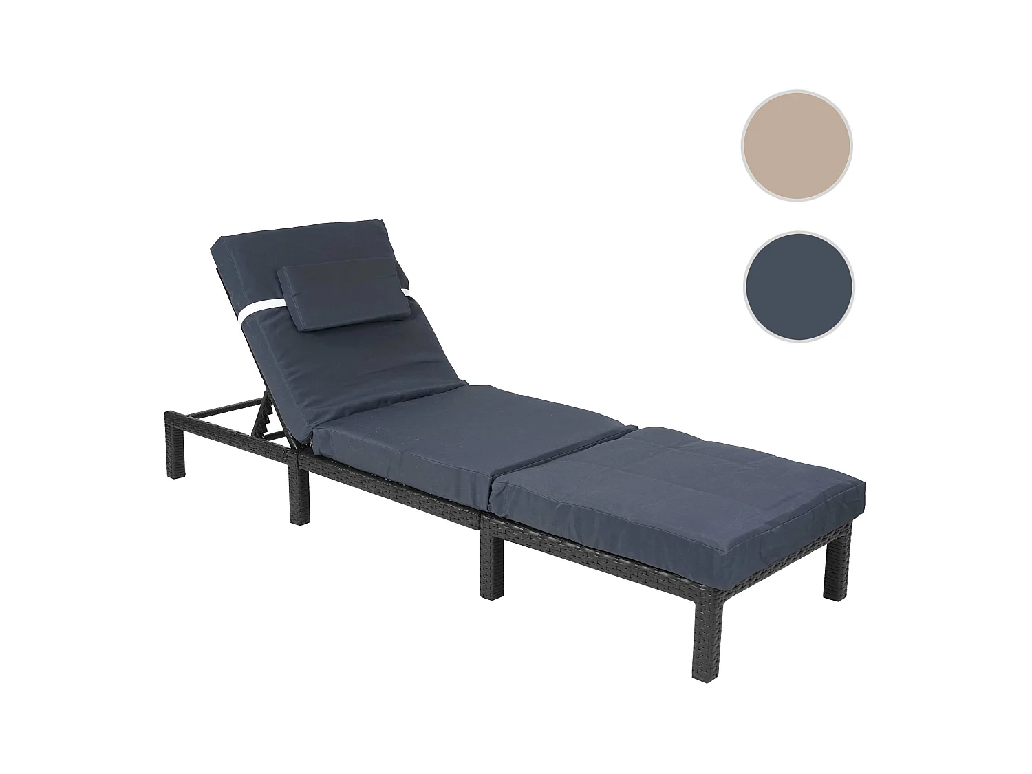 Polyrotan ligstoel MCW-A51 Premium,  Premium antraciet, kussen grijs