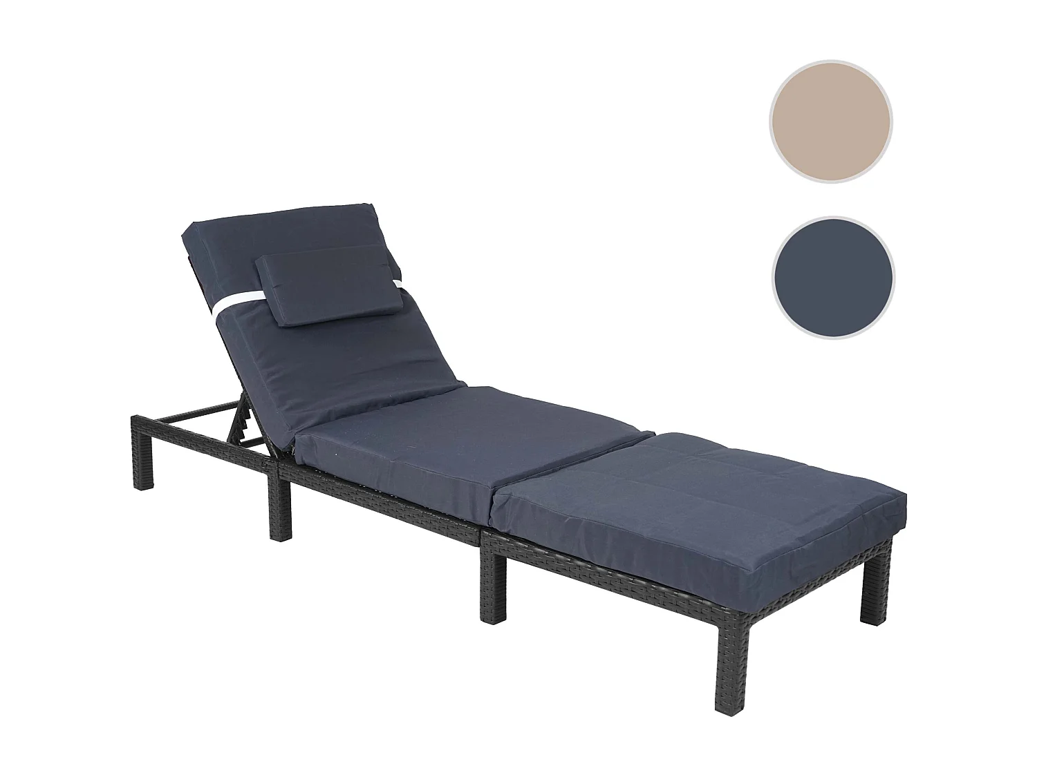 Lettino da esterno polyrattan MCW-A51 regolabile Premio antracite cuscino grigio