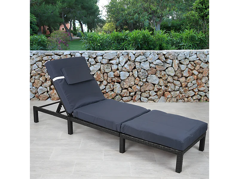 Poly-Rattan Bain de soleil MCW-A51 Premium,  Premium anthracite, coussin gris