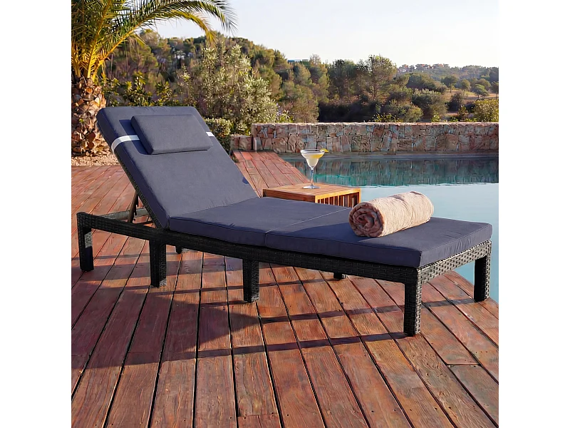 Sonnenliege MCW-A51, Premium anthrazit, Kissen grau