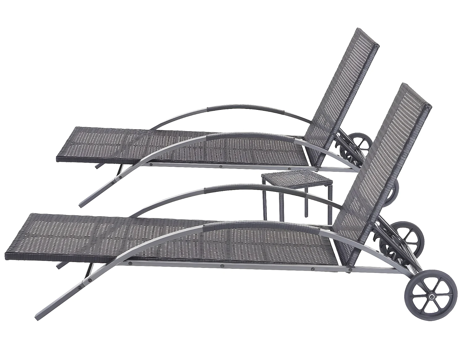 Leżak MCW-E27 (zestaw 2 sztuk),  czarne poduszki ciemnoszare