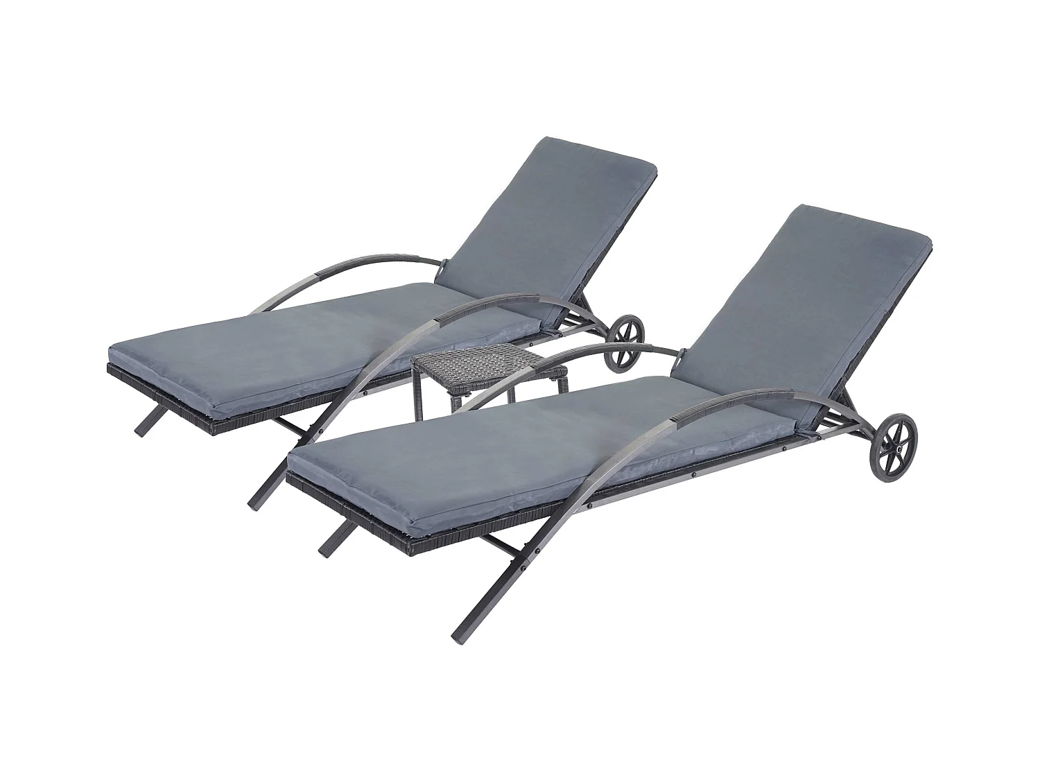 Bain de soleil MCW-E27 (lot de 2),  noir, coussins gris foncé