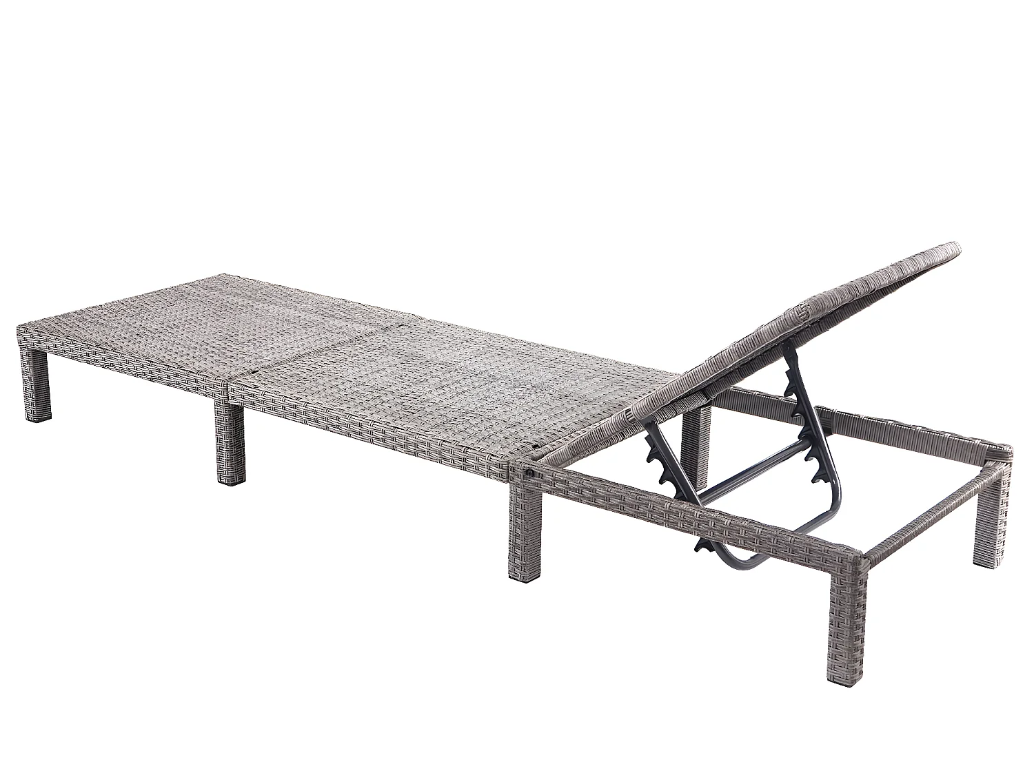 Polyrotan ligstoel MCW-A51 Premium,  Premium grijs, kussen donkergrijs