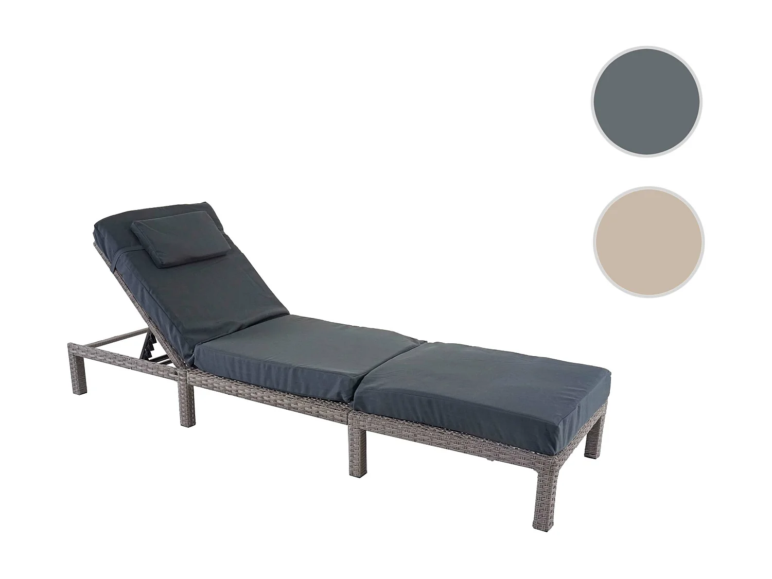 Polyrotan ligstoel MCW-A51 Premium,  Premium grijs, kussen donkergrijs