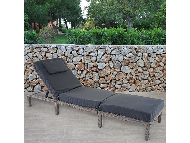 Leżak MCW-A51,  Premium szary, poduszka ciemnoszara