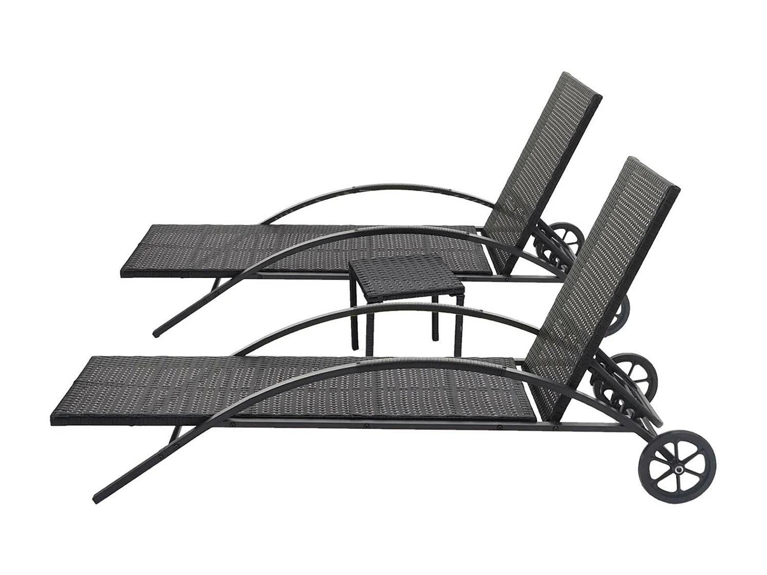 Sonnenliege MCW-E27 (2er-Set), Schwarz, Kissen creme-beige