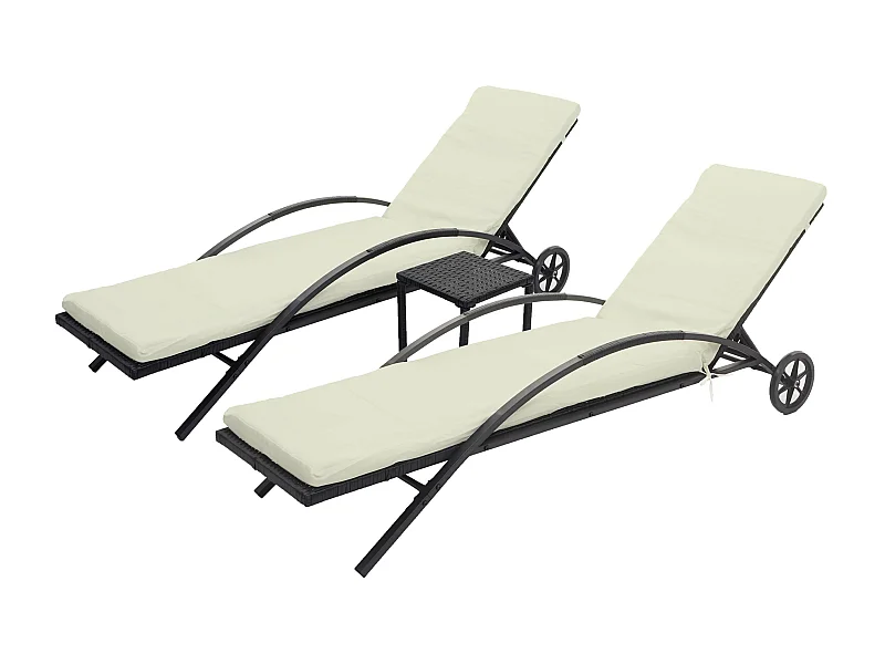 Bain de soleil MCW-E27 (lot de 2),  noir, coussins crème-beige