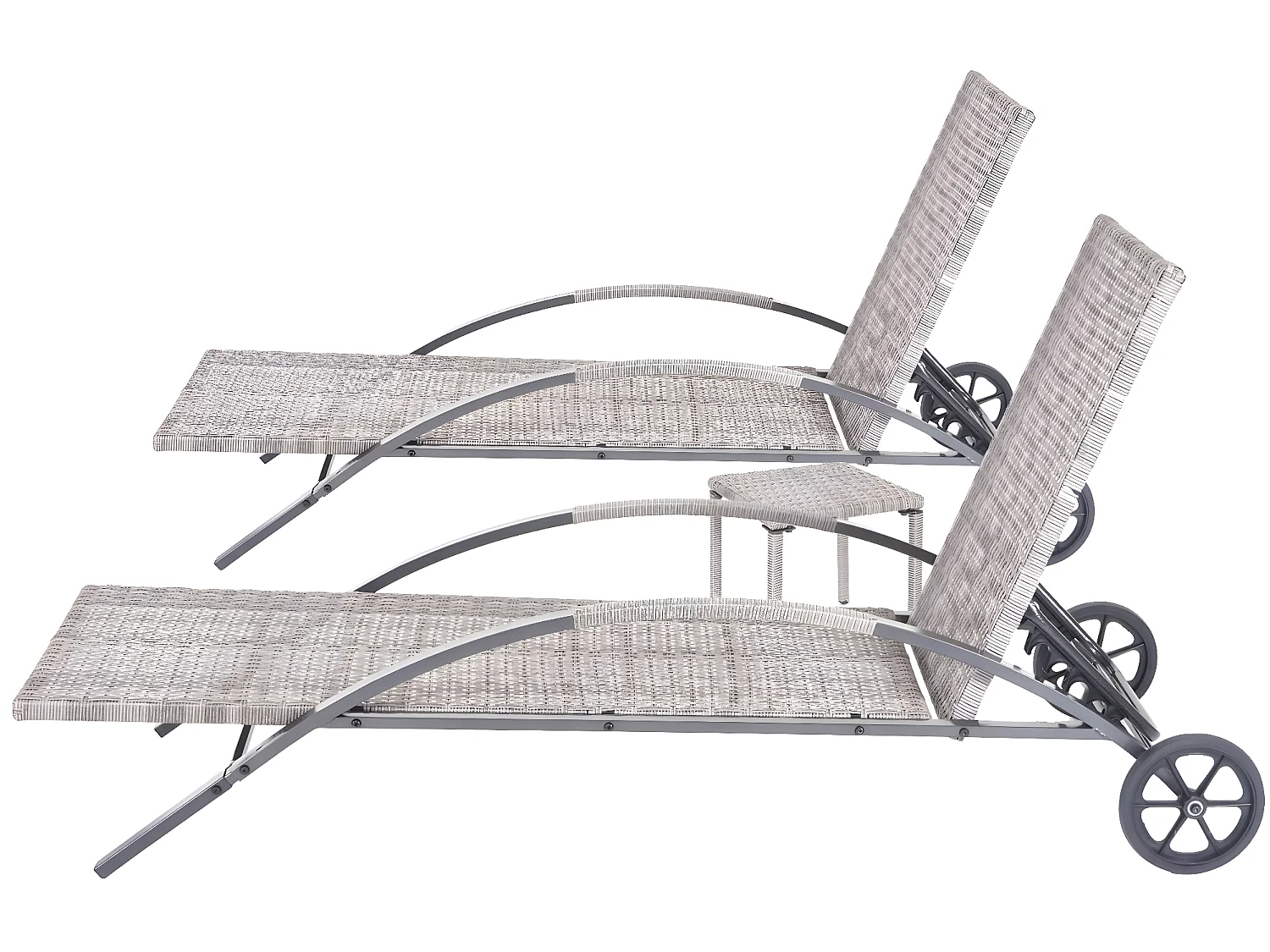 Leżak MCW-E27 (zestaw 2 sztuk),  szary Poduszki ciemnoszare