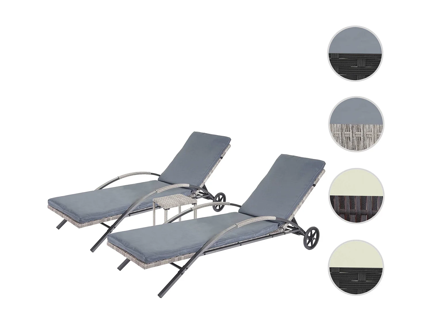 Leżak MCW-E27 (zestaw 2 sztuk),  szary Poduszki ciemnoszare